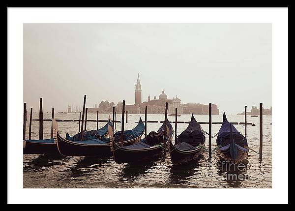 Gondolas in Venice - Color - Framed Print