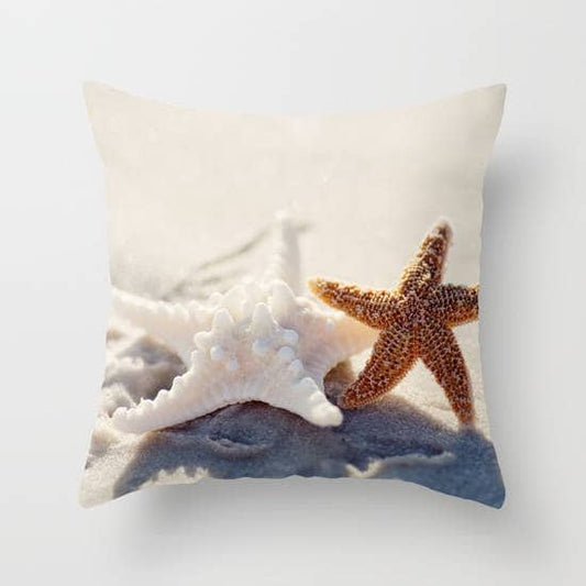 a starfish and a seashell on a white background