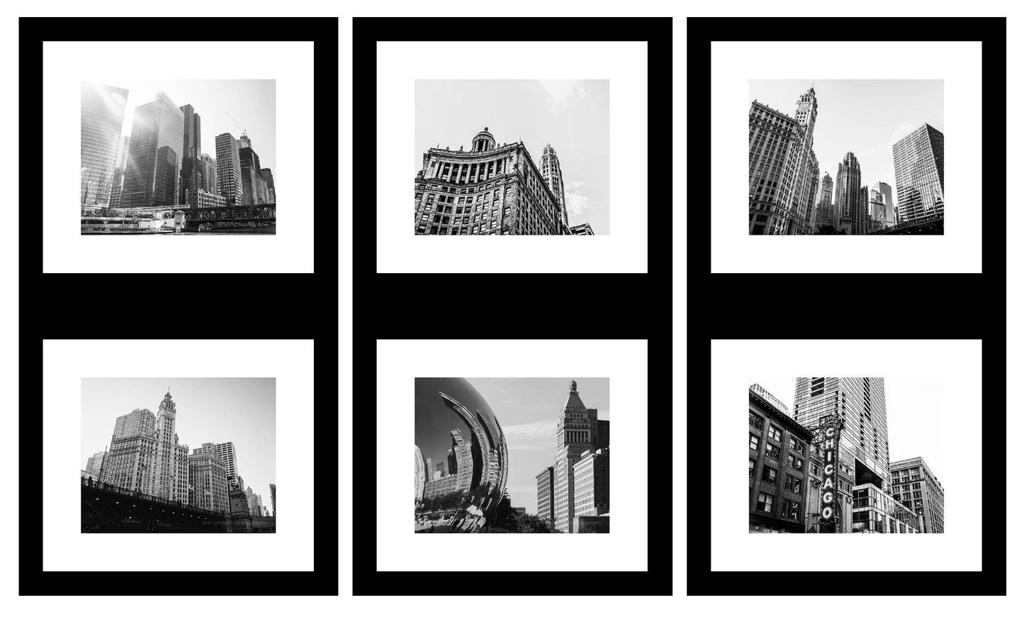 black and white photographs of skyscrapers in chicago