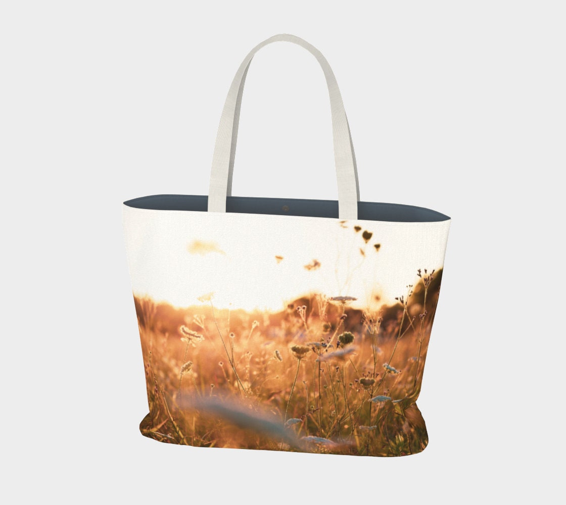 Meadow of Queen Anne’s Lace Market Tote – Lined or Unlined Floral Canvas Shoulder Bag