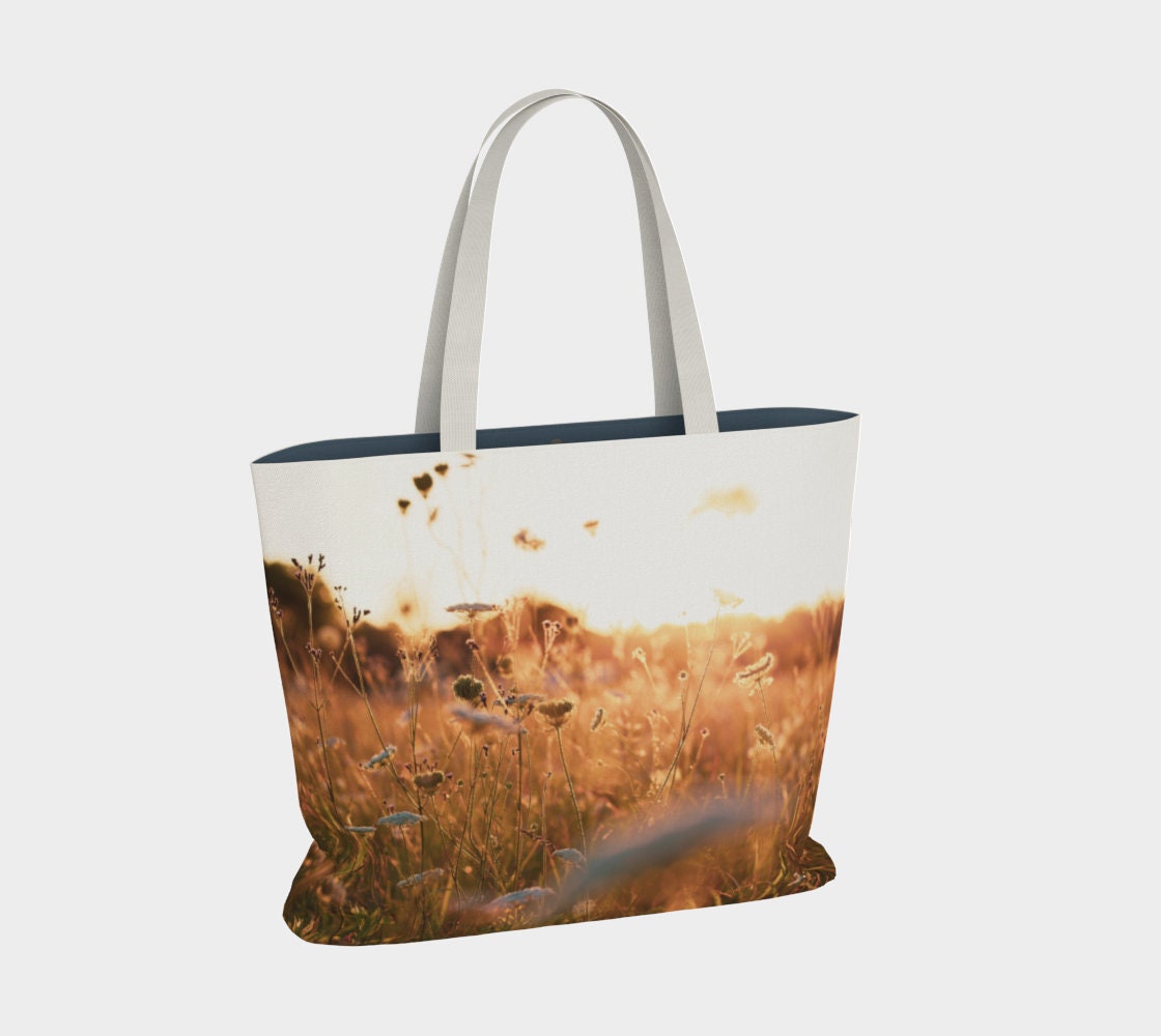 Meadow of Queen Anne’s Lace Market Tote – Lined or Unlined Floral Canvas Shoulder Bag