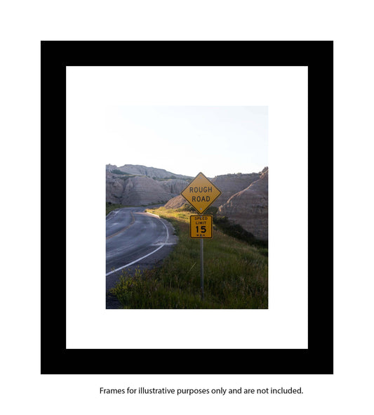 Badlands National Park road sign photography print South Dakota landscape wall art