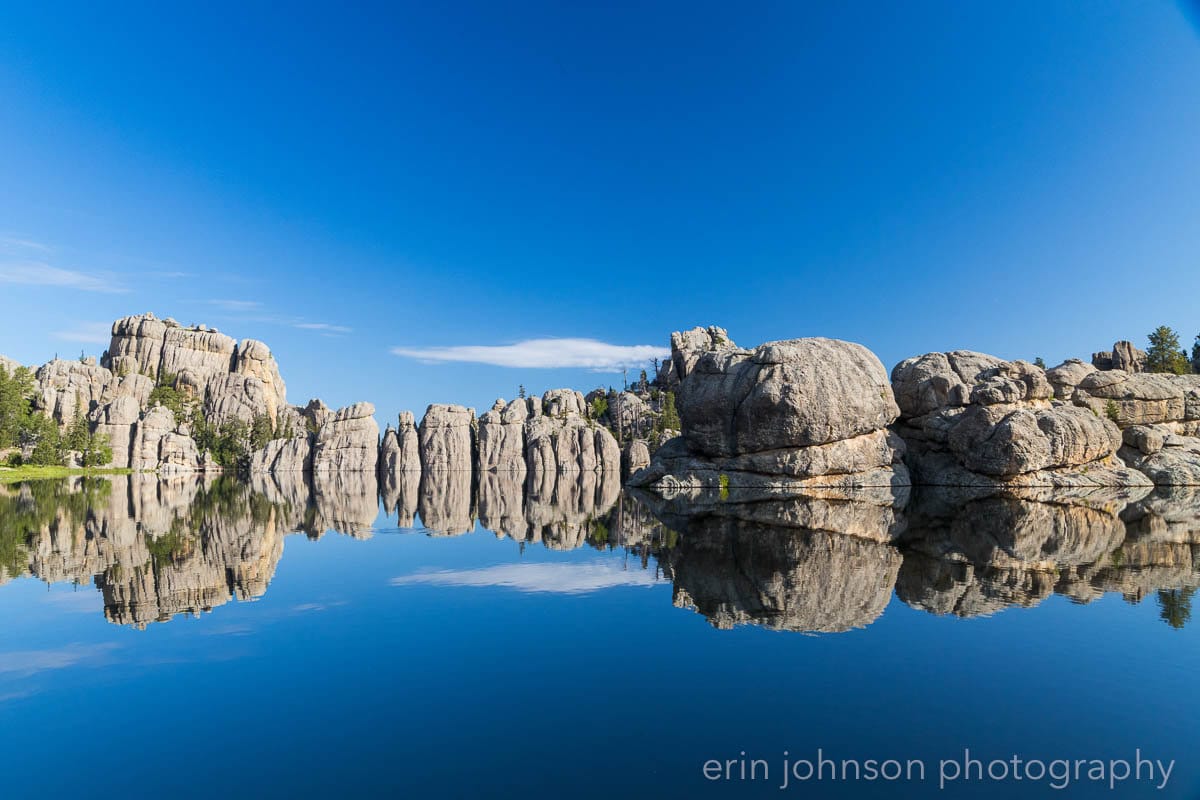 Sylvan Lake mirror reflection photography print – South Dakota Black Hills landscape wall décor