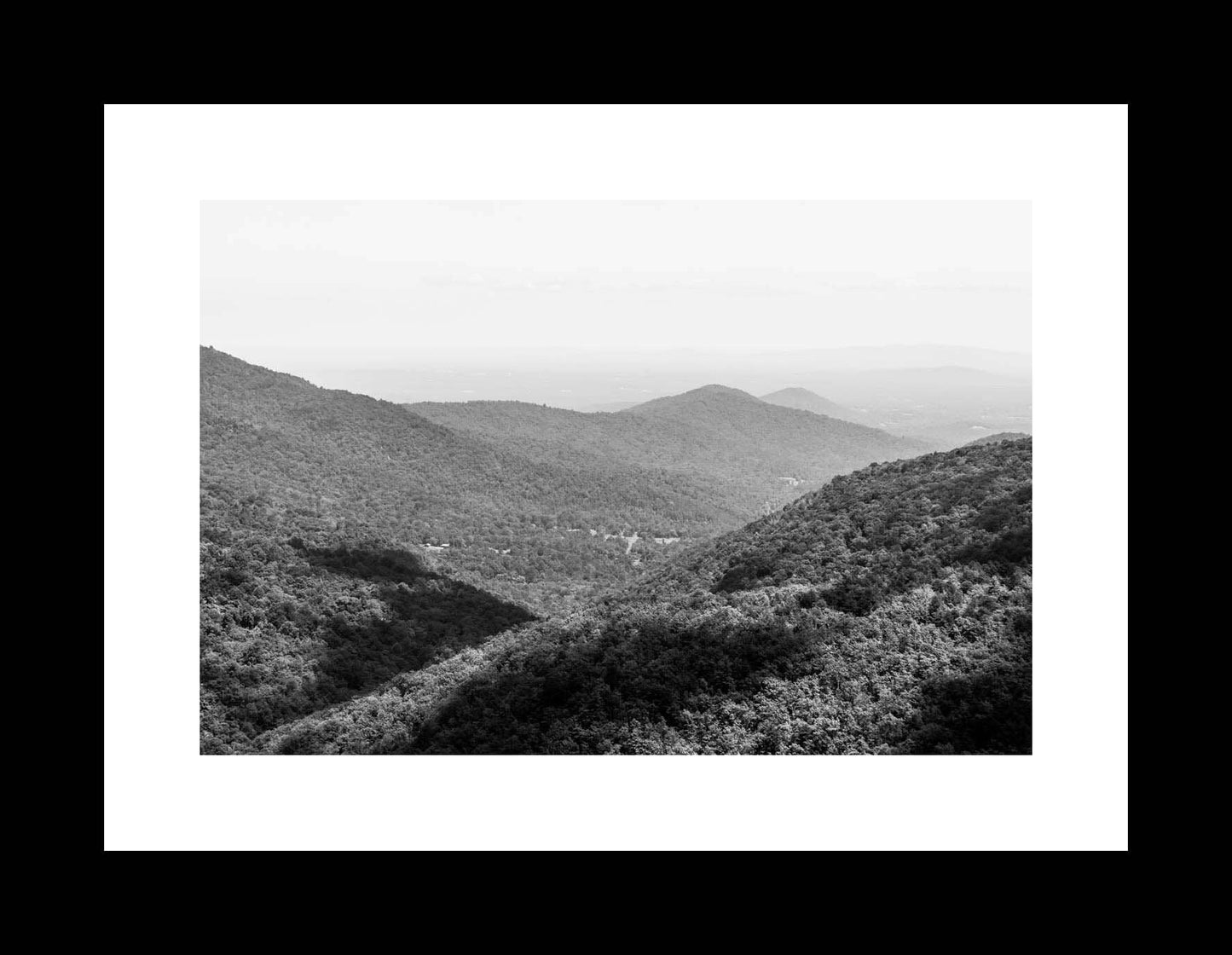 Black and White Shenandoah National Park Landscape Photography Art Print, Blue Ridge Mountains, Virginia Wall Art, Canvas or Photo - eireanneilis