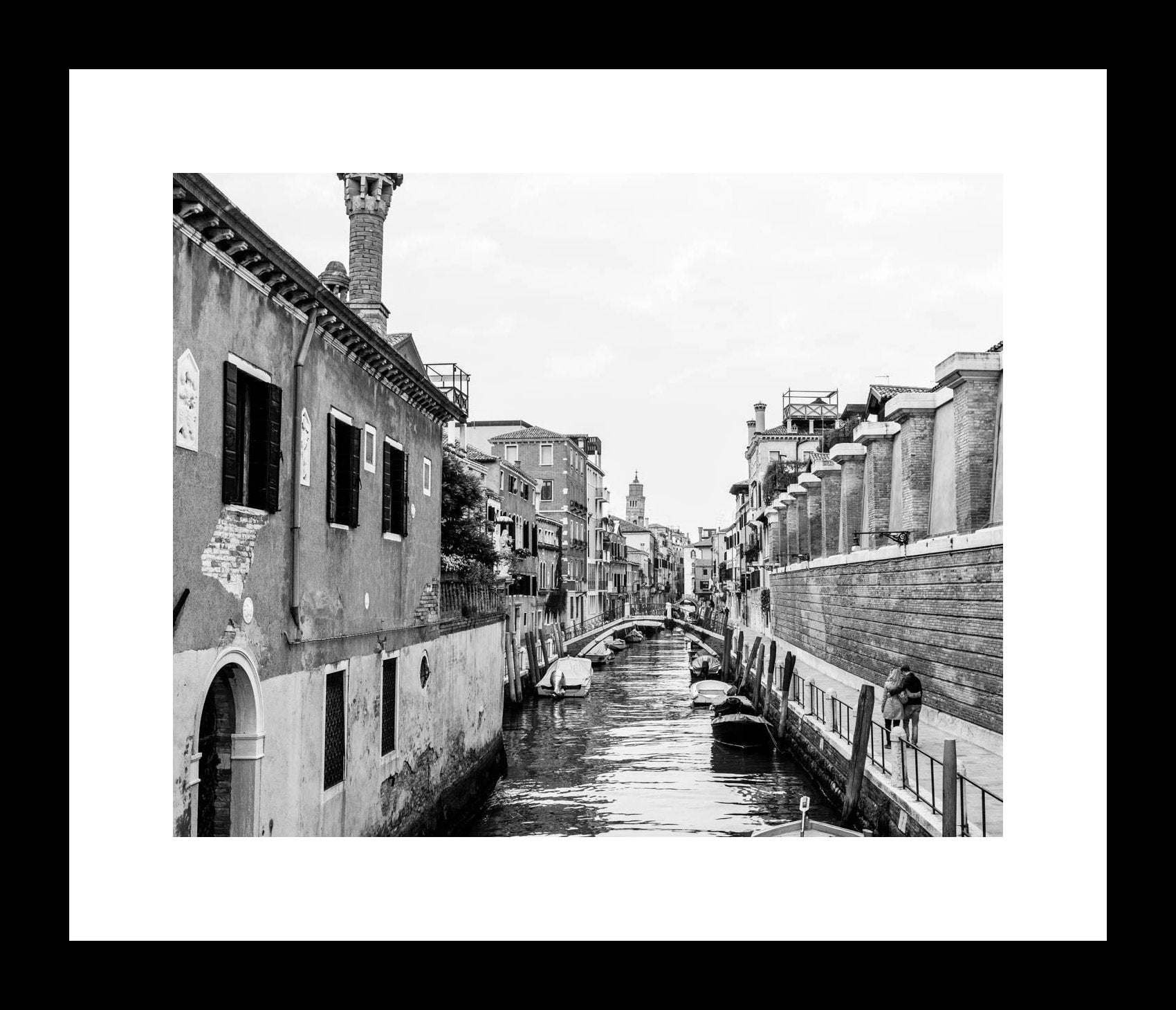 Black and White Venice Italy Art Print, Canal Landscape Print, Italian Architecture, Unframed Print or Canvas - eireanneilis