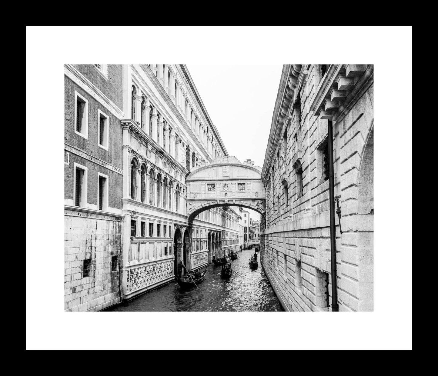 Black and White Venice Bridge of Sighs Landscape Print, Italian Landmark Photography, Unframed Canvas or Photo, Architecture Wall Art - eireanneilis