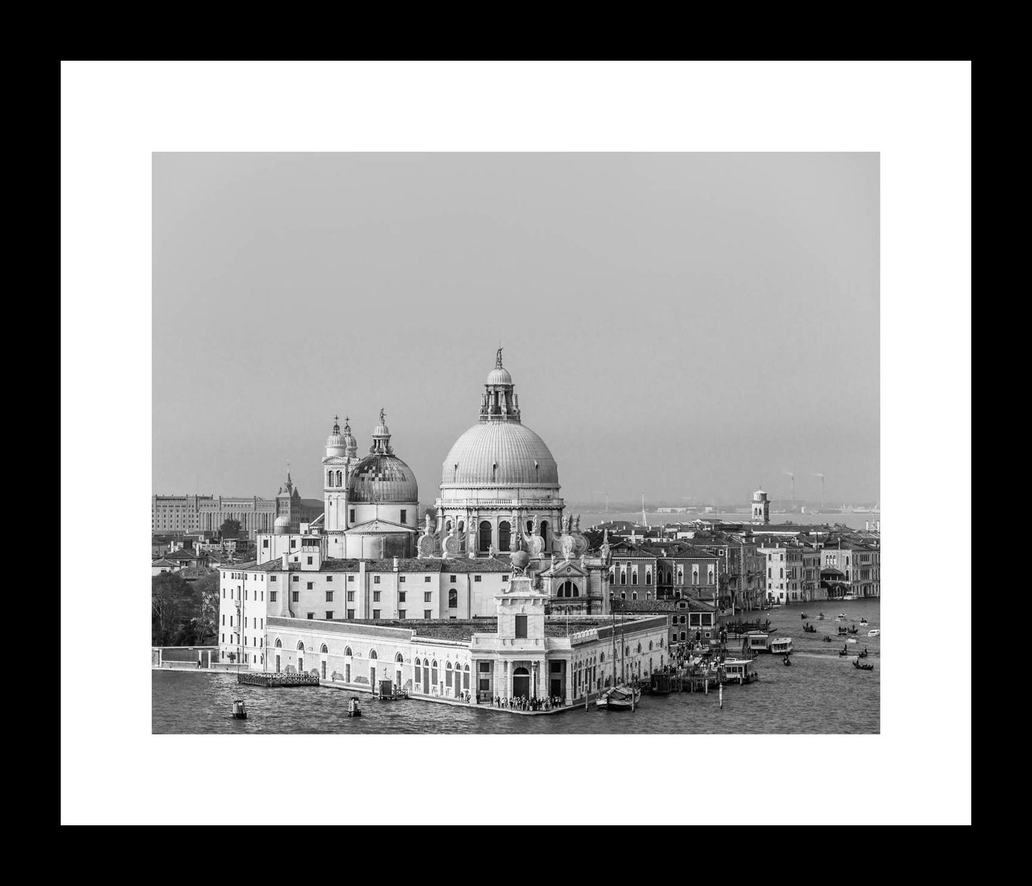 Black and White Venice Italy Photography Print, Monochrome European Cityscape, Travel Landscape Art, Large Room Artwork, La Salute Church - eireanneilis