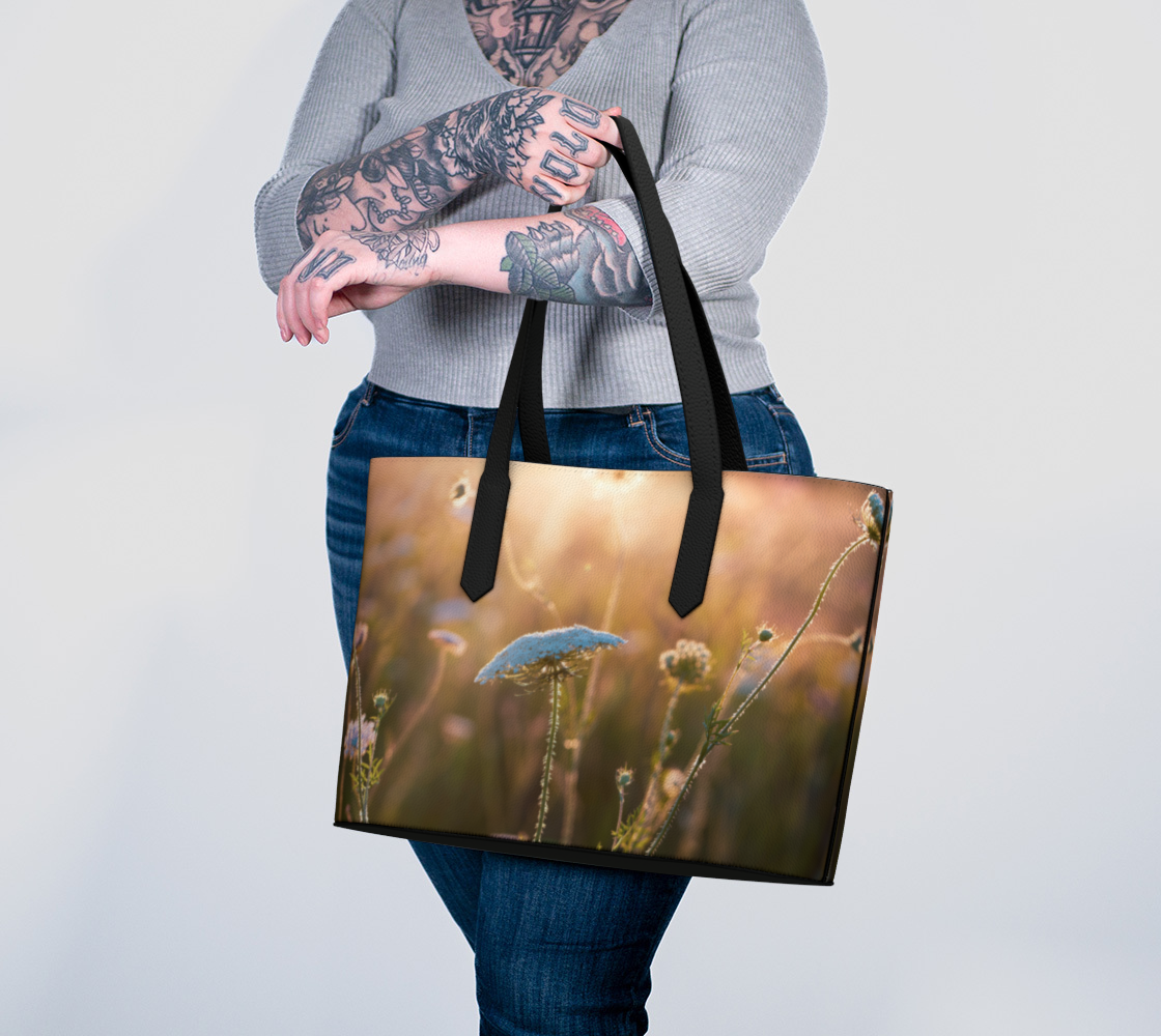 Queen Anne's Lace Vegan Leather Tote Bag