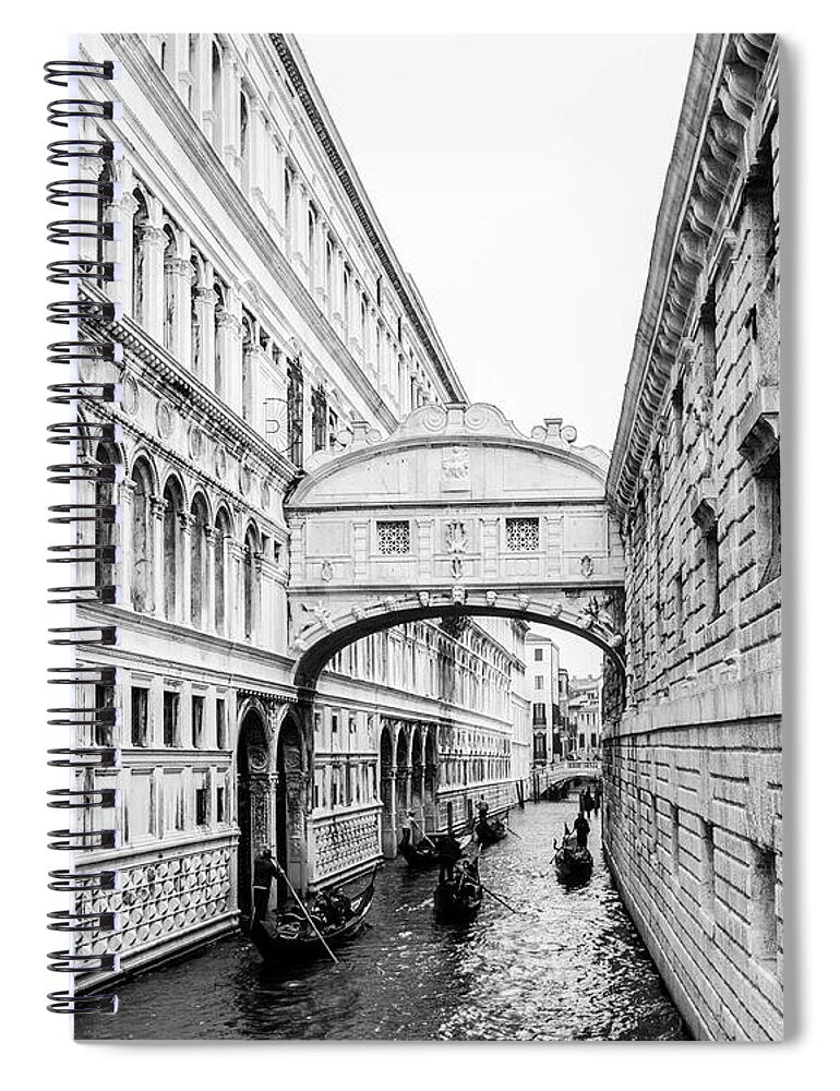 Bridge of Sighs in Black and White I - Spiral Notebook