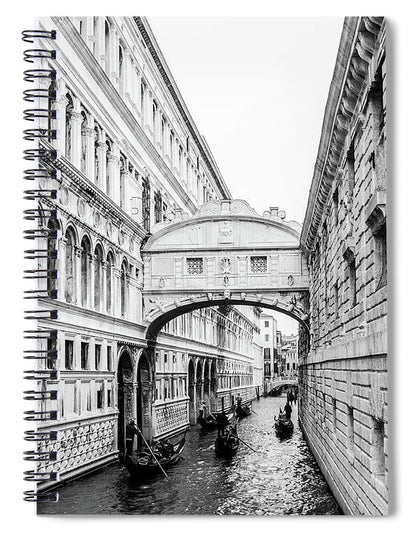 Bridge of Sighs in Black and White I - Spiral Notebook
