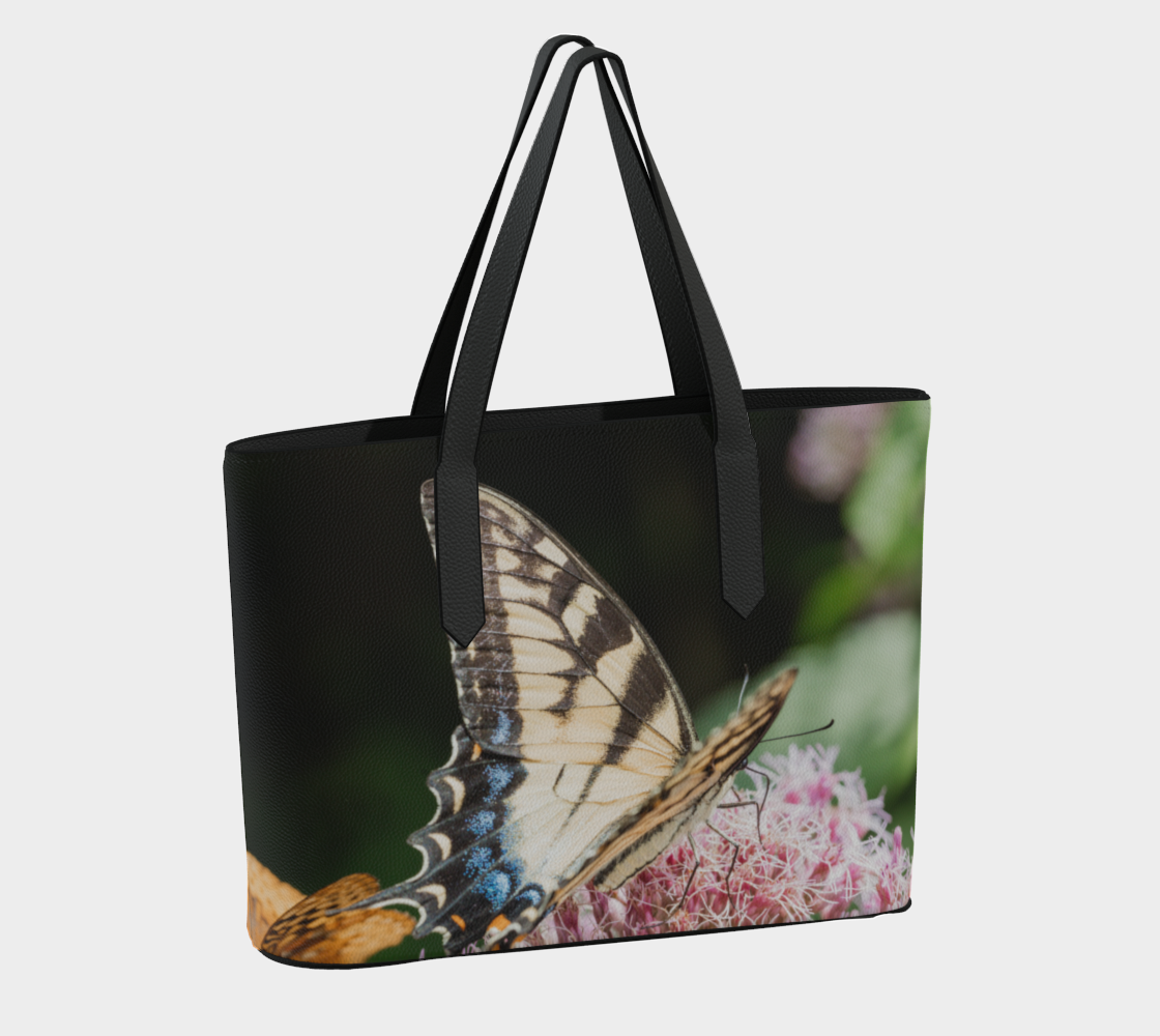 Eastern Tiger Swallowtail Butterfly Vegan Leather Tote Bag - Fits 16" Laptop - Nature Handbag