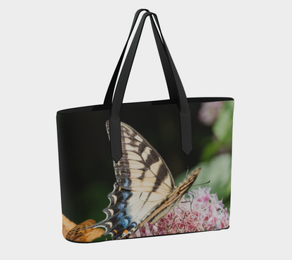 Eastern Tiger Swallowtail Butterfly Vegan Leather Tote Bag - Fits 16" Laptop - Nature Handbag