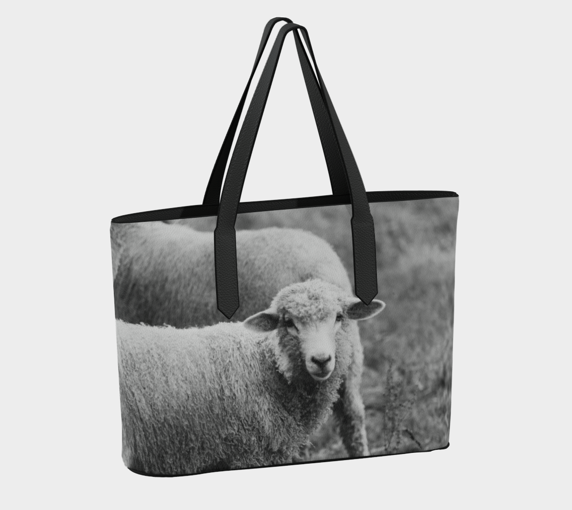 Farmhouse-Inspired Sheep Photography Vegan Leather Tote – Fits 16" Laptop - Erin Johnson Photography