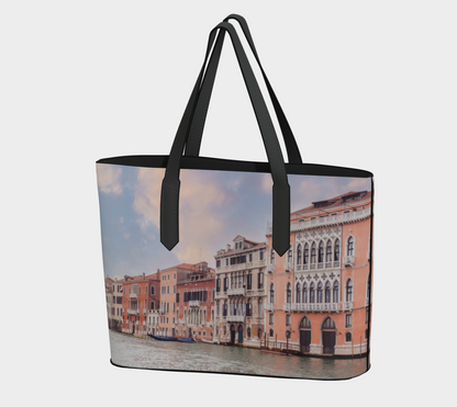 Venice Italy Grand Canal Vegan Leather Tote Bag – Fits 16″ Laptop – Travel Weekend Carry-On