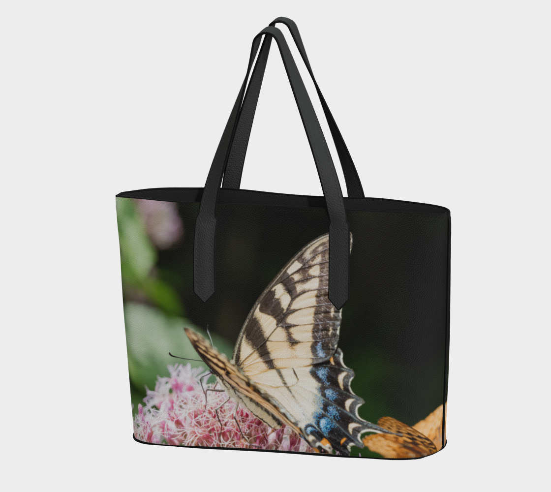 Eastern Tiger Swallowtail Butterfly Vegan Leather Tote Bag - Fits 16" Laptop - Nature Handbag