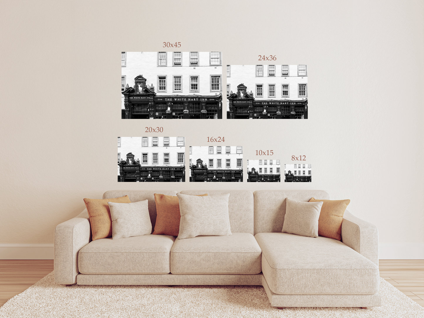 Black and White White Hart Inn Photography Print – Edinburgh Scotland Wall Art