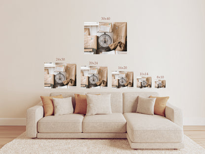 Vintage Parcel Wall Art – Rustic Post Office Scale Photography Print or Canvas