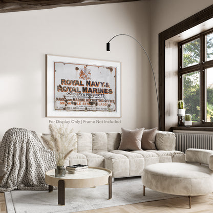 Royal Navy Sign Wall Art – Vintage Royal Marines Recruiting Office Glasgow Scotland Photography Print or Canvas