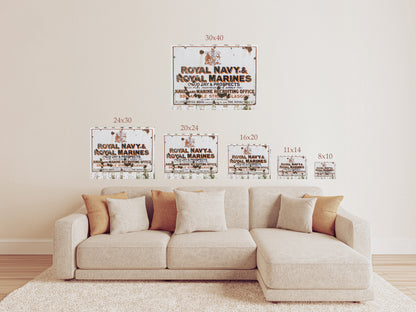 Royal Navy Sign Wall Art – Vintage Royal Marines Recruiting Office Glasgow Scotland Photography Print or Canvas