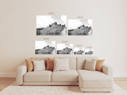 Black and White Ruthven Barracks Photography Print – Scotland Landscape Wall Art