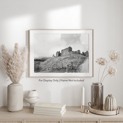Black and White Ruthven Barracks Photography Print – Scotland Landscape Wall Art