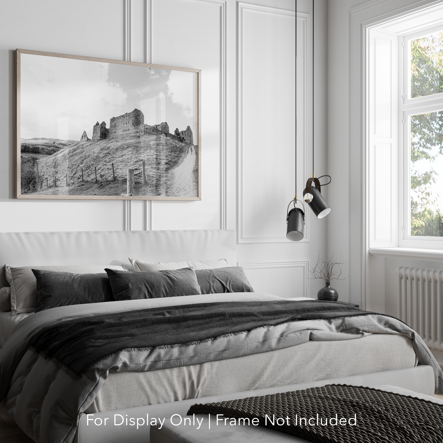 Black and White Ruthven Barracks Photography Print – Scotland Landscape Wall Art