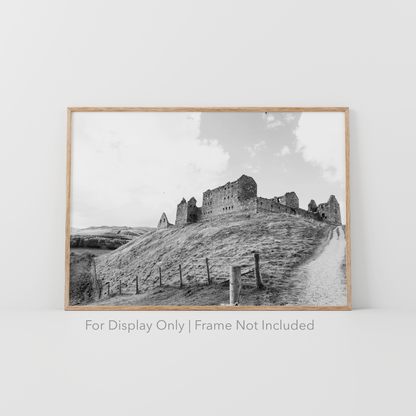 Black and White Ruthven Barracks Photography Print – Scotland Landscape Wall Art