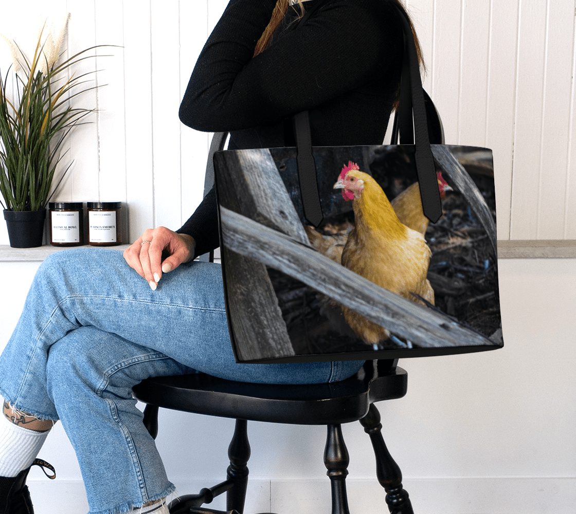 Buff Orpington Chicken Vegan Leather Tote Bag – Fits 16" Laptop | Rustic Farm-Inspired Shoulder Bag  Erin Johnson Photography