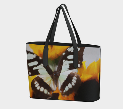 Summer Butterfly Vegan Leather Tote Bag