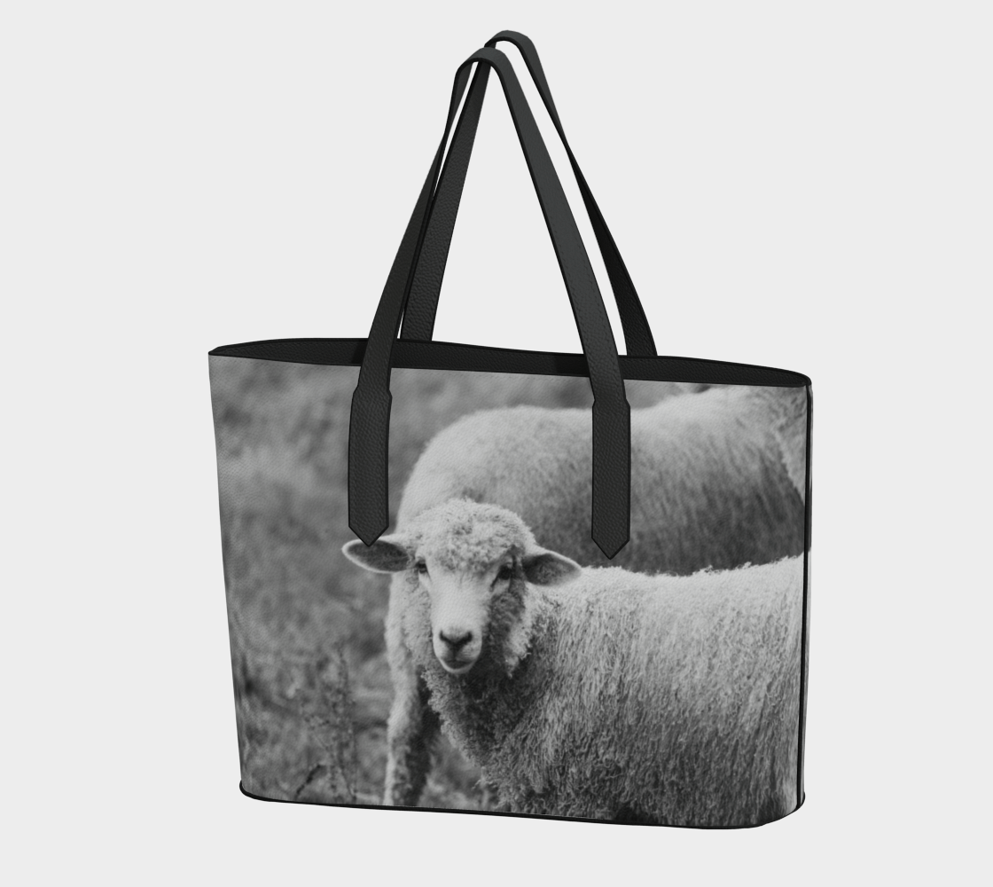 Farmhouse-Inspired Sheep Photography Vegan Leather Tote – Fits 16" Laptop - Erin Johnson Photography