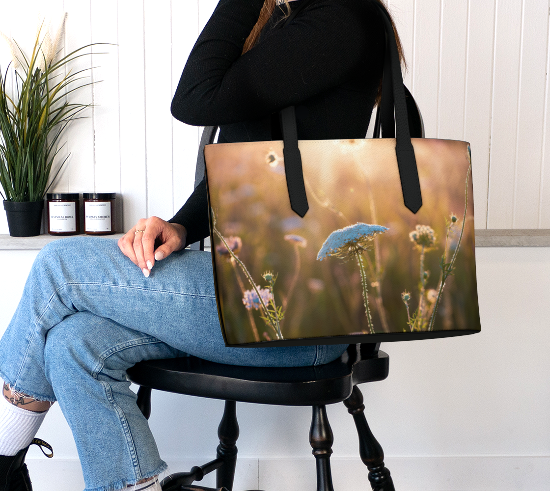 Queen Anne's Lace Vegan Leather Tote Bag