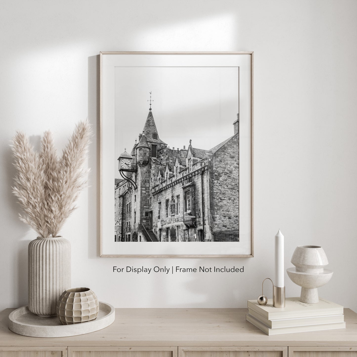Canongate Tolbooth Edinburgh Wall Art – Historic Scotland Clock Tower Black and White Photography Print or Canvas