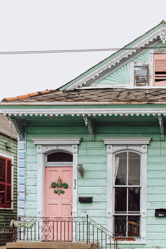 Pink and Blue Cottage | New Orleans Photography Print