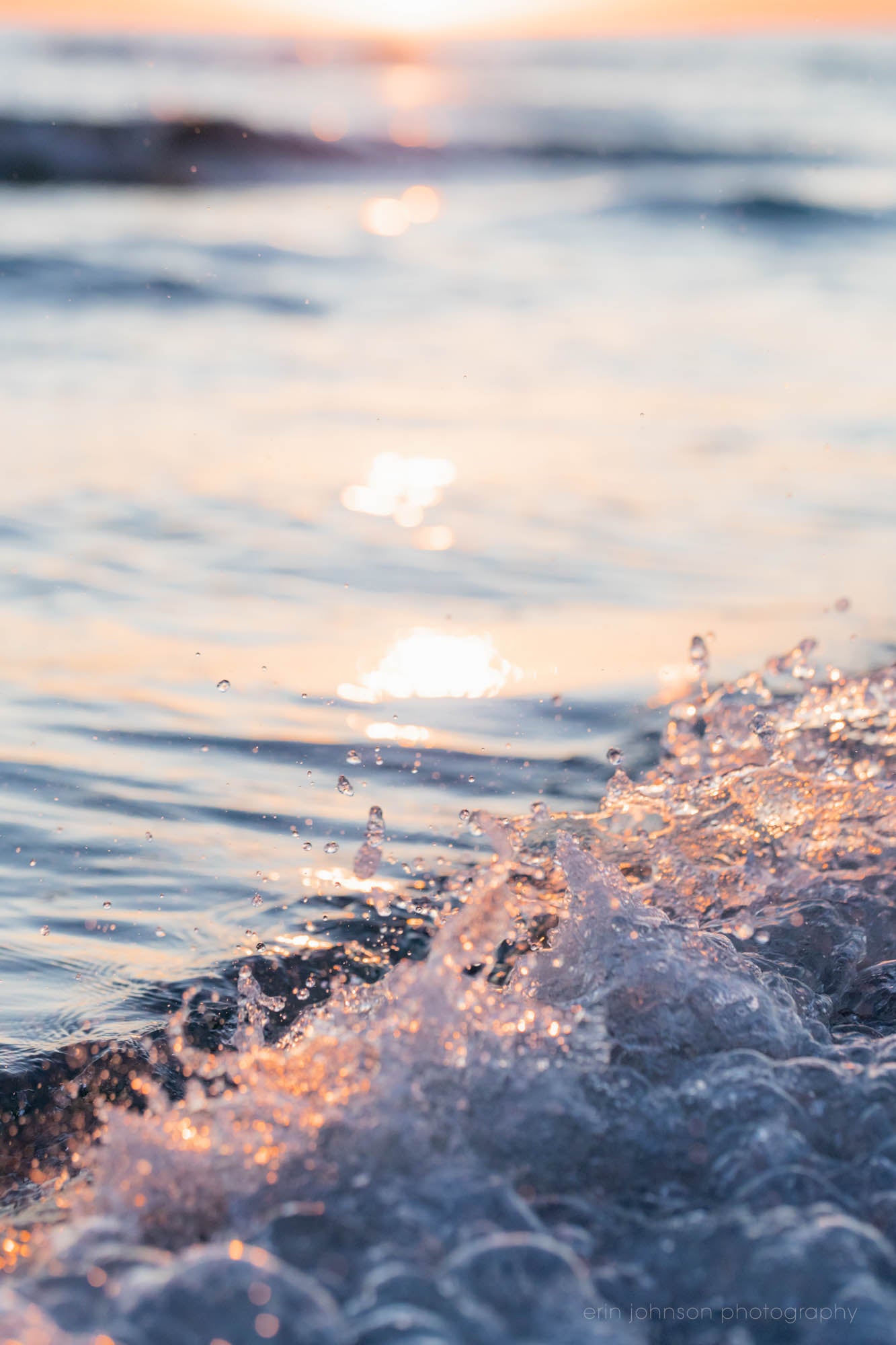 Golden wave crashing on the beach in Destin, Florida at sunset, Gulf Coast ocean wall art photography print and canvas.