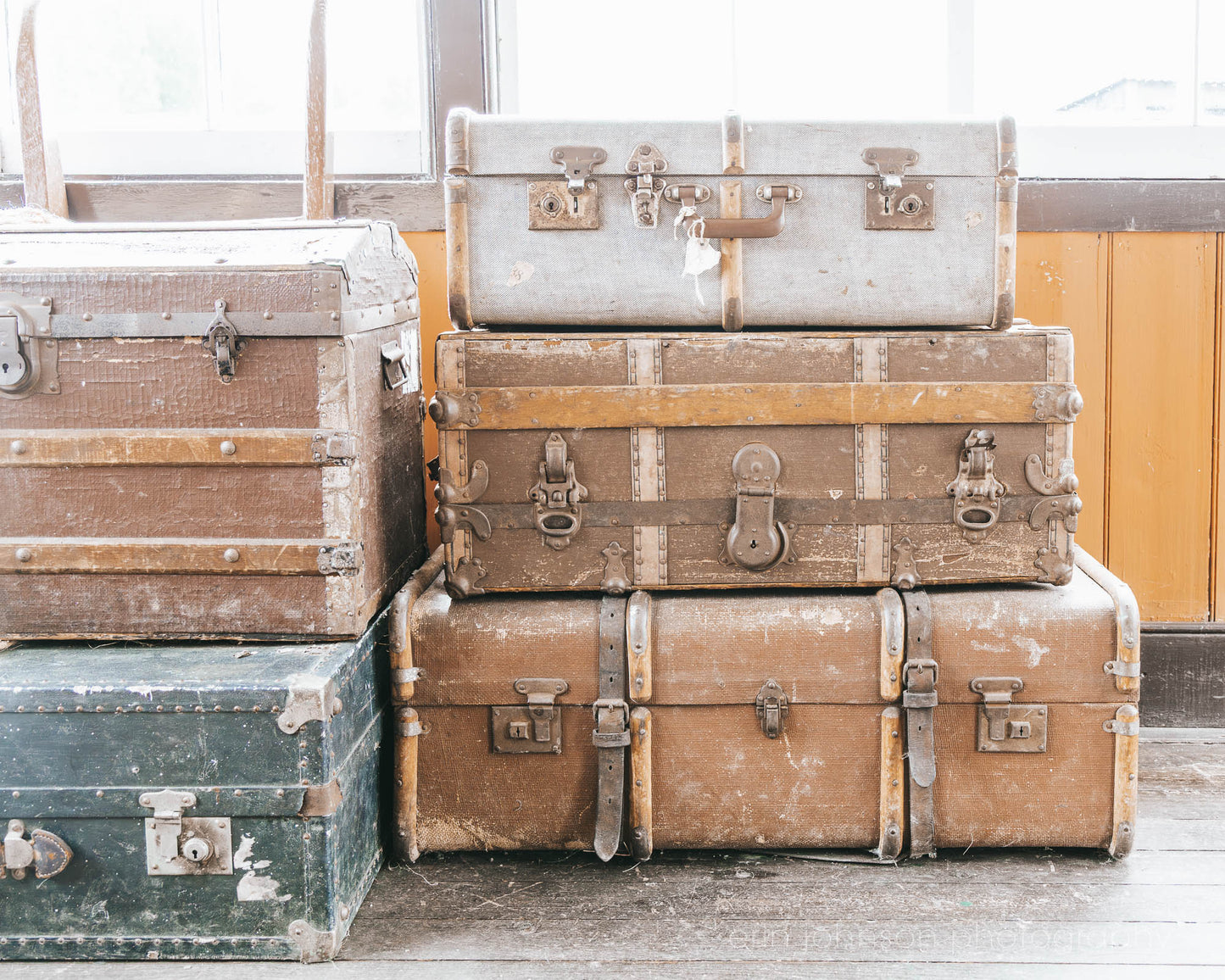 Antique Suitcase Wall Art – Vintage Luggage Stack Print or Canvas