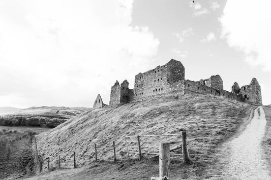 Black and White Ruthven Barracks Photography Print – Scotland Landscape Wall Art