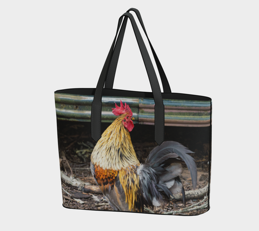 Rustic Rooster Vegan Leather Tote Bag – Fits 16″ Laptop – Farmhouse Rustic Handbag