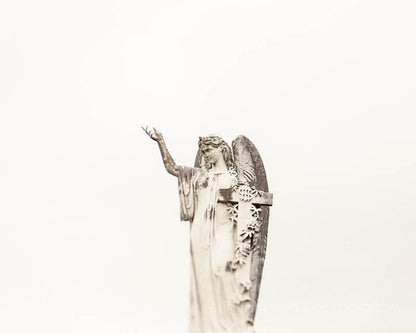 Angel cemetery photography artwork – neutral wall art, Nashville angel statue print