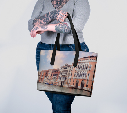 Venice Italy Grand Canal Vegan Leather Tote Bag – Fits 16″ Laptop – Travel Weekend Carry-On