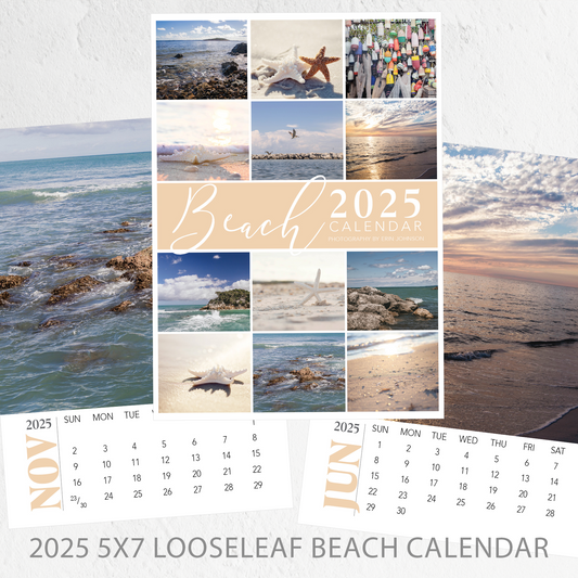 2025 Beach 5x7 Desk Looseleaf Photography Calendar