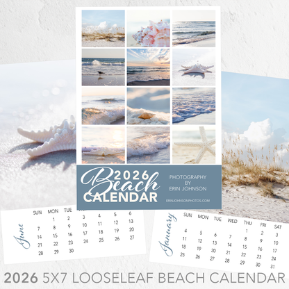 2026 Beach 5×7 Loose-Leaf Photography Desk Calendar