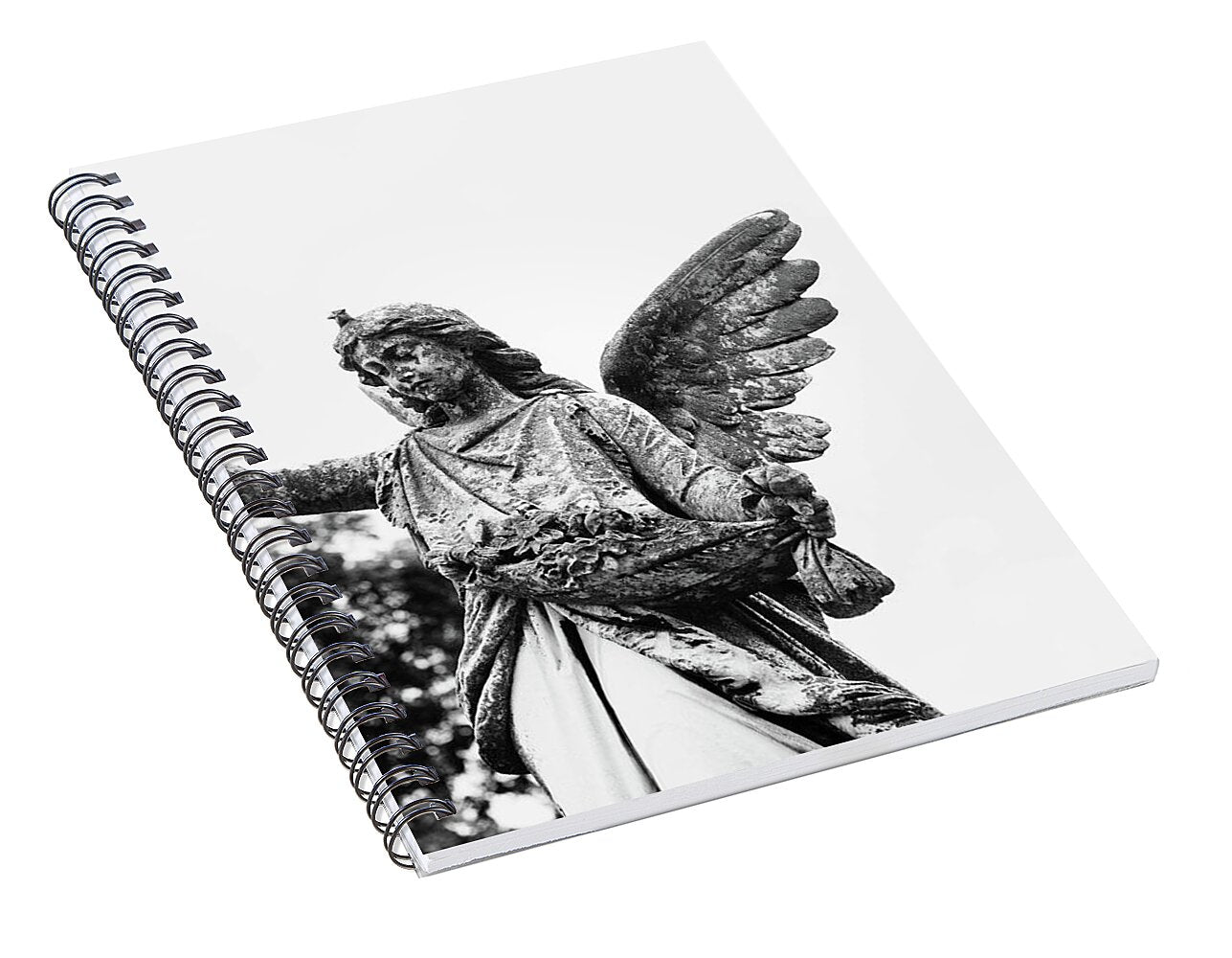 Black and White Angel Mount Olivet - Spiral Notebook