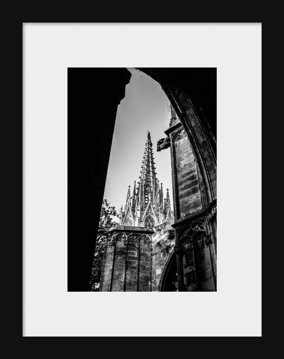 View from Cloister | Black and White Barcelona Photography