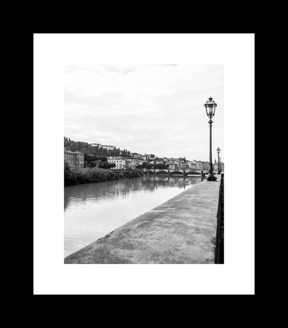 Arno River in Black and White | Florence Italy Photograph