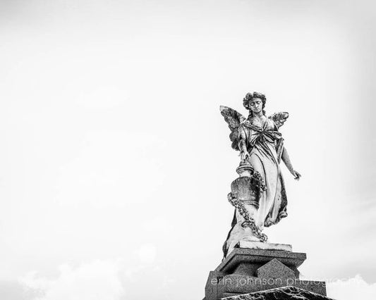 Black and White Angel Statue | New Orleans Photograph