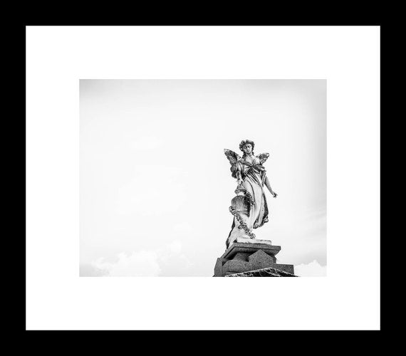 Black and White Angel Statue | New Orleans Photograph