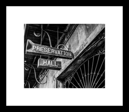 Preservation Hall Sign in Black and White | New Orleans Photography