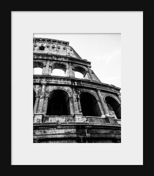 Black and white Roman Colosseum photography print – Italy travel wall art décor