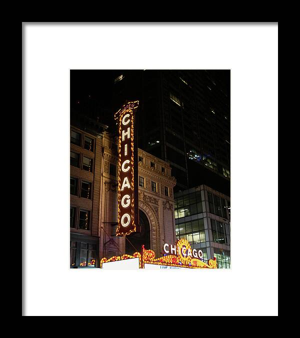 Chicago Theater Sign at Night |  Framed Print