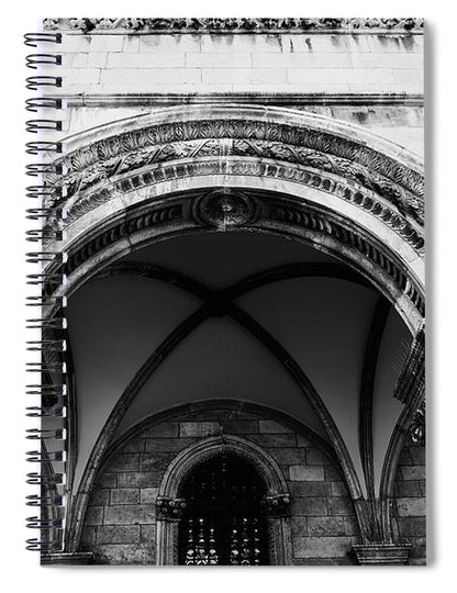 Croatian Columns - Black and White Dubrovnik Print - Spiral Notebook